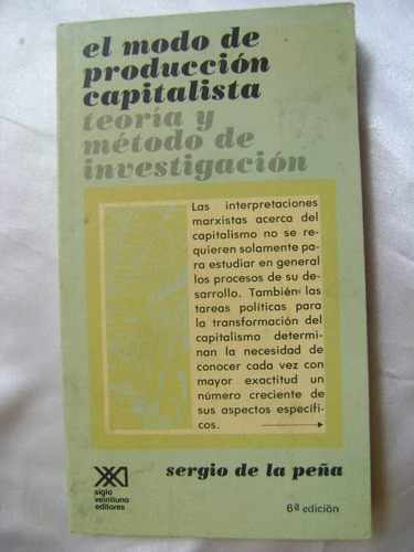 El Modo De Produccion Capitalista- Sergio De La Peña- 1988