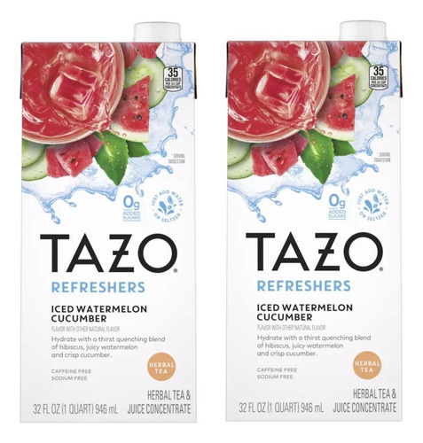 Tazo Refreshers Ice Watermelon Cucumber Tea 32 Oz (2 Pz)