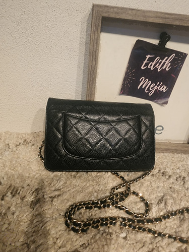 Bolsa Chanel Original Woc Wallet On Chain Crossbody Usada Negro Lisa Oro Negro (Usado)