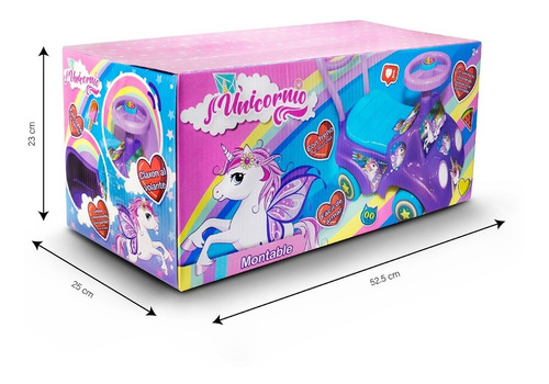 Montable Unicornios Carrito De Plástico Niñas Color Rosa