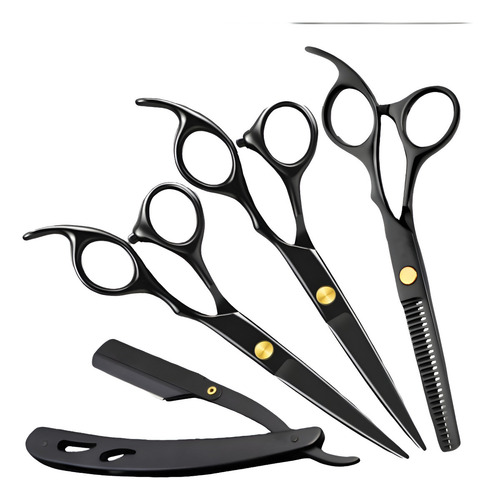Maquina Acabamento Kemei-032 Cabelo E Kit 3 Tesouras Navalha Prateado