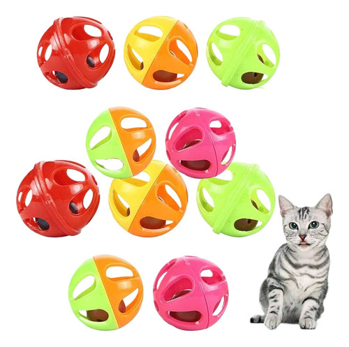De / 20x Pelota Juguete For Gatos Con Cascabel Color