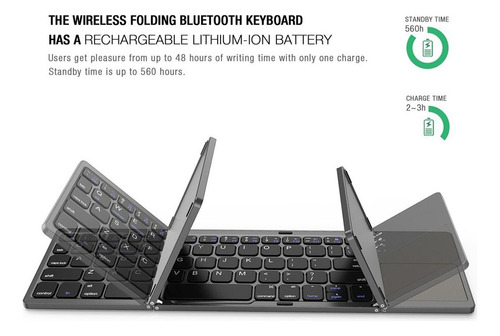 . Mini Teclado Bluetooth Plegable Panel Táctil Inalámbrico K
