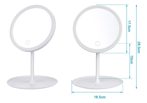 Espejo De Maquillaje Led Recargable Con Base Desmontable