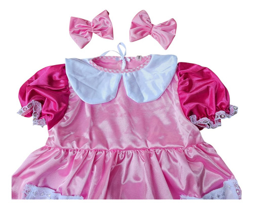 Disfraz Popis Chilindrina Vecindad Chavo Del 8 + Moñitos Rosa 2-3 Años