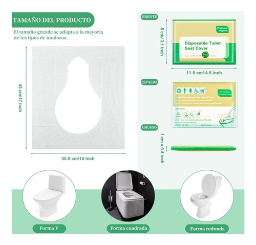 Fundas De Asiento De Inodoro Desechables 50pzas Verde Ace