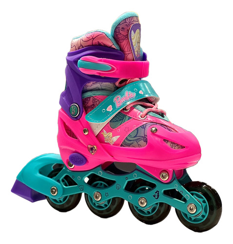 Patines En Linea Barbie Talla Ajustables 31-34 Con Luces