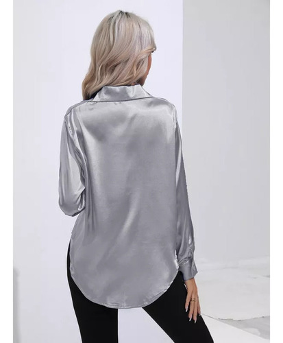 Camisa De Mujer De Manga Larga Con Botones De Imitación