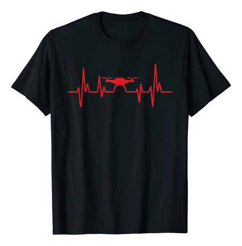 Heartbeat Drone Pilot Camiseta, Negro -