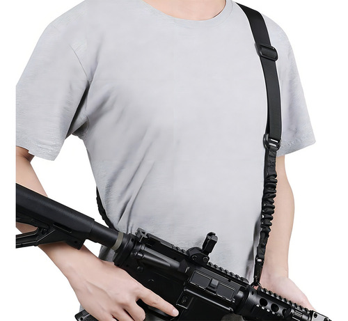 Portafusil Tactico Bungee 2 Punto Eslinga Militares Caza Color Negro