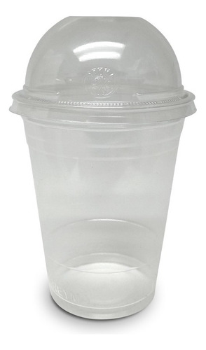 Vaso Transparente 16 Oz Eu Reyma Cristal Con Tapa Domo C/50