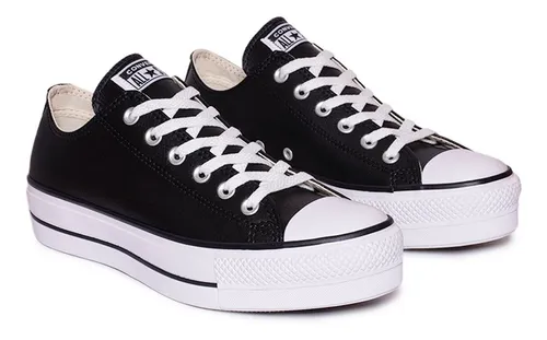 Es Autorizar Elegancia Zapatillas Converse Plataforma Cuero ( Negras - Blancas )