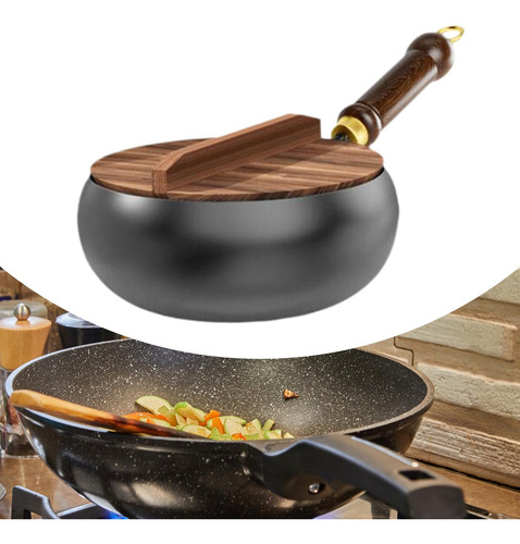 Wok Chino De 9,45 Pulgadas, Cocina De Tapa De Madera