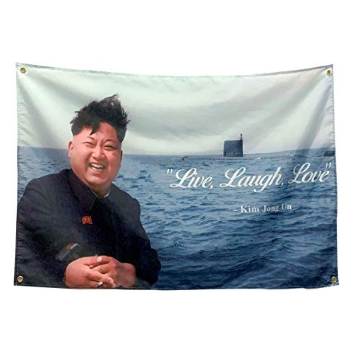 Bandera  Vive, Ama, Ríe  Pared De Kim Jong Un, Tapiz G...