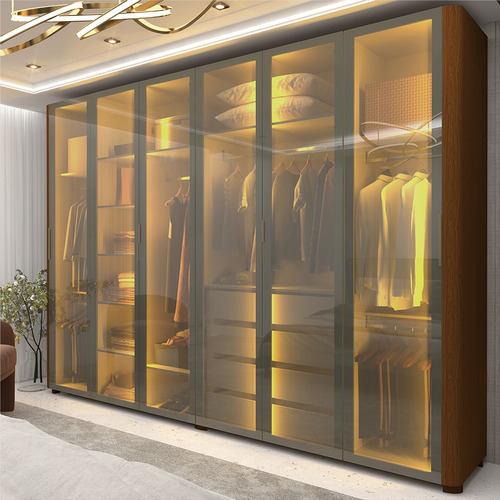 Guarda Roupa Reflecta 6 Portas Led Innova Castanho - Gelius