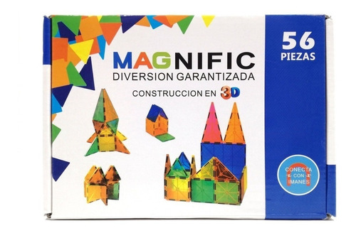 Imanes Bloques Magnéticos 56 Piezas Magnific Tiles