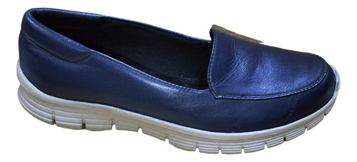 Mocasín Comfort De Piel Becerro Azul M. Ultraligero. Clinton