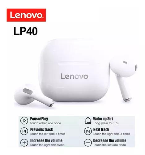 Audifonos Lenovo LP40 con Control Tactil y Estuche de Carga