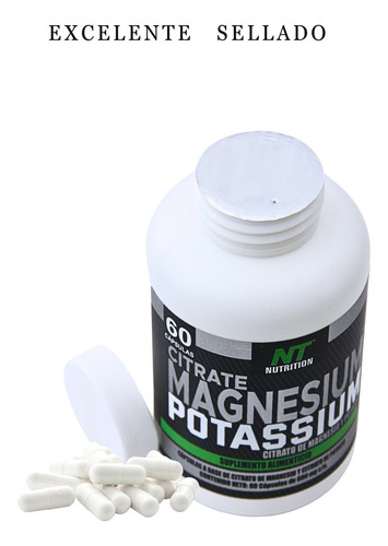 4 Frascos Citrato Magnesio Y Potasio 60caps C/u Nt Nutrition Sabor Sin sabor