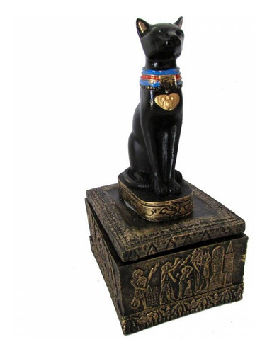 Porta Jóia Egípcio Gato Bastet 15cm