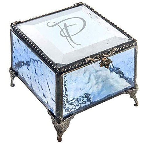 Caja De Cristal Con Monograma Decorativa