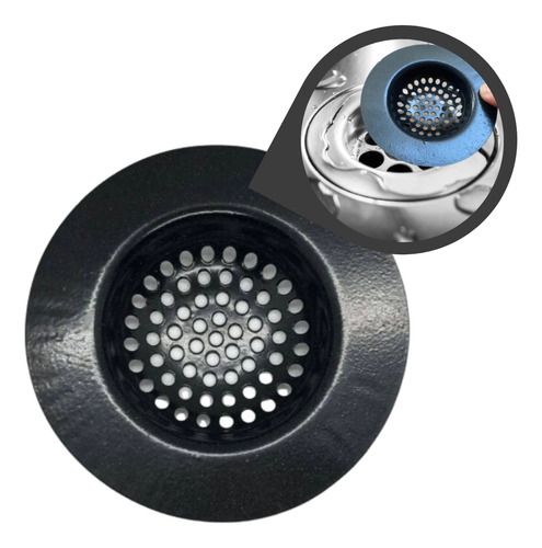 Ralo Para Pia Grande Com Borda Larga 12cm Preto Vuten