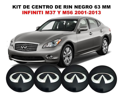 Kit De 4 Centros De Rin Infiniti M37 Y M56 01-13 Negro 63 Mm