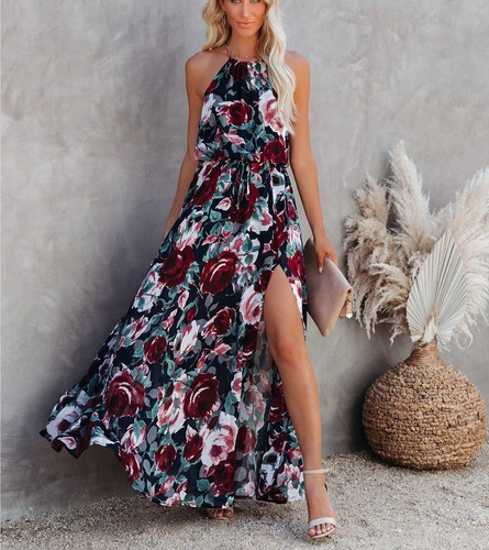 Vestido Elegantes Largos Dama Florals Casual Fiesta Elegante