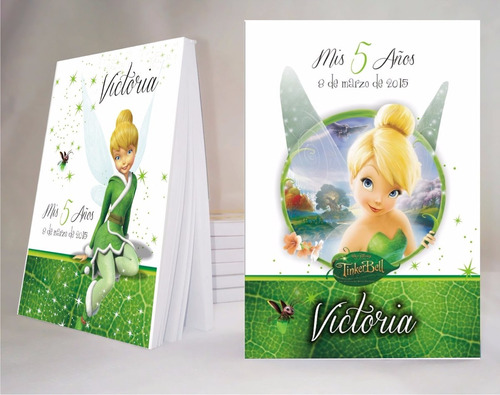 Tinkerbell Anotador Personalizado X30 7x10cm C/lapiz