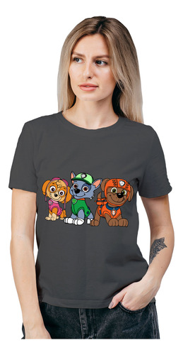 Polera Mujer Paw Patrol Equipo X3 Algodon Organico Wiwi