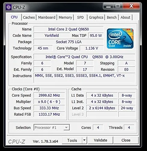 Procesador Intel Core 2 Quad Q9650 3ghz 4 Núcleos Ddr3 1333