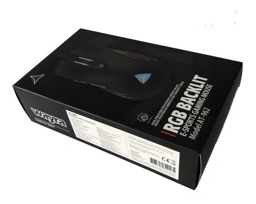Mouse Gaming Wayra At-962 E-sports Rgb Backlit Dpi 12000 Color Negro