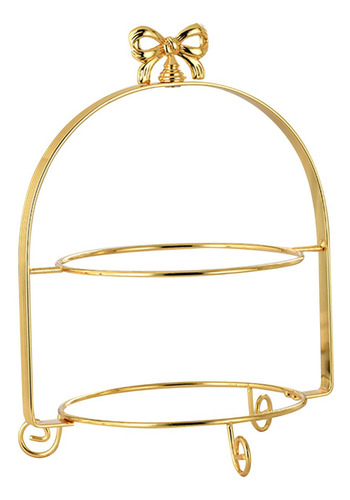 Sobremesa Display Frutas Prato Rack Festa Camada Dupla Ouro