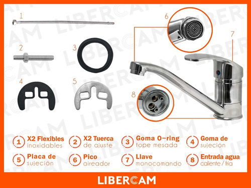 Imagen 7 de 10 de Canilla Griferia Monocomando Cocina Mesada Pico Largo Oferta
