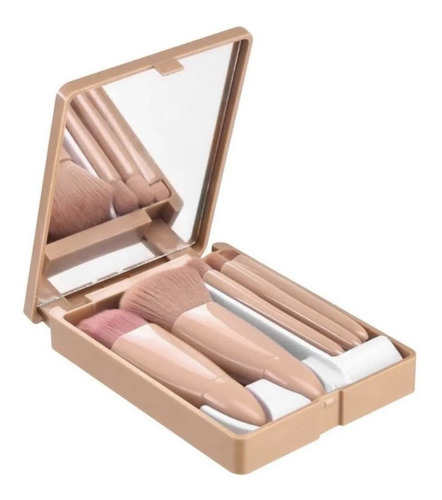 Set 5 Brochas Maquillaje Estuche Espejo Viaje Makeup Calidad