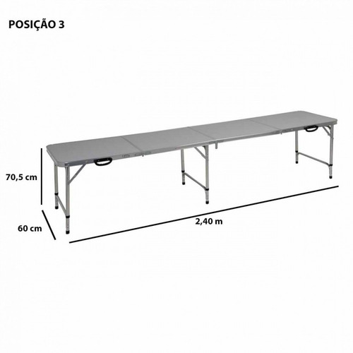 Imagem 5 de 7 de Mesa Aluminio Dobravel Brisa Mor 2,39 Mts Vira Maleta