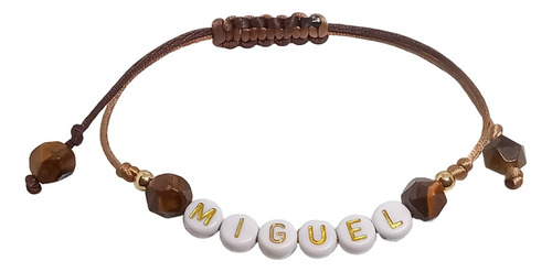 Pulsera Hombre | Nombre Miguel | Cuarzo Marrón Joyas Lucyana