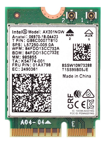 Tarjeta Wi-fi Ax201ngw, Wifi 6e M.2 Portátil 2.4 Gbps 802.11