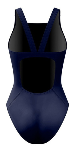 Imagen 2 de 6 de Traje De Baño Dama Liso Basic Solid Wide Strap V Back Marino