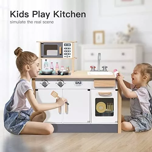 ROBUD Juego de cocina de madera para niños pequeños, juego de cocina de  simulación, juegos de cocina de juguete para niñas y niños, regalo (verde)