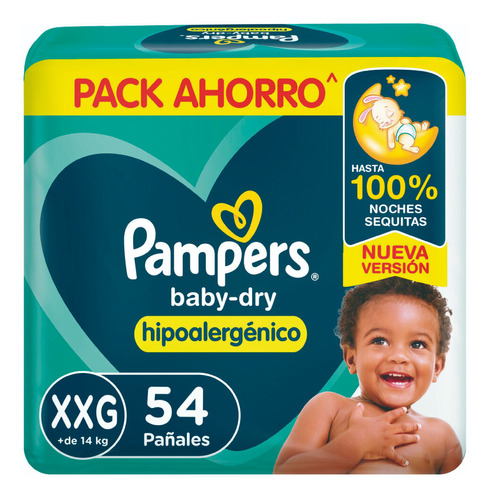 Pañales Pampers Baby-dry Xxg X 54 Un Pack Ahorro