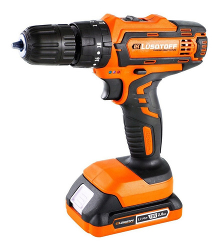 Taladro Atornillador Percutor 13mm Lusqtoff 18v 2 Bat Profes Color Naranja Frecuencia 50