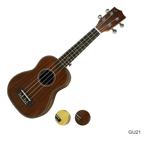 Ukulele Soprano Gu21 En Color Natural O Caoba Con Funda Full