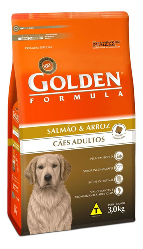 Alimento Golden Premium Especial Formula para cão adulto todos os tamanhos sabor salmão e arroz em sacola de 3kg