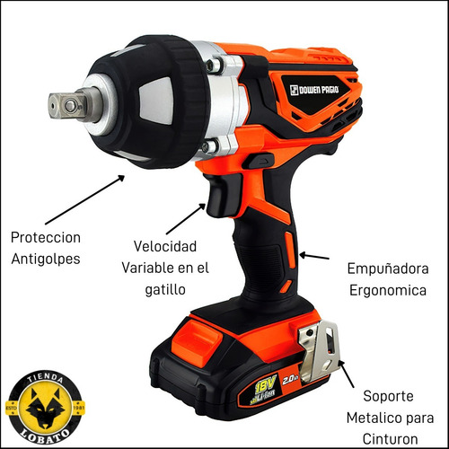 Imagen 9 de 10 de Llave De Impacto Batería Herramientas Inalambrica 18v Dowen