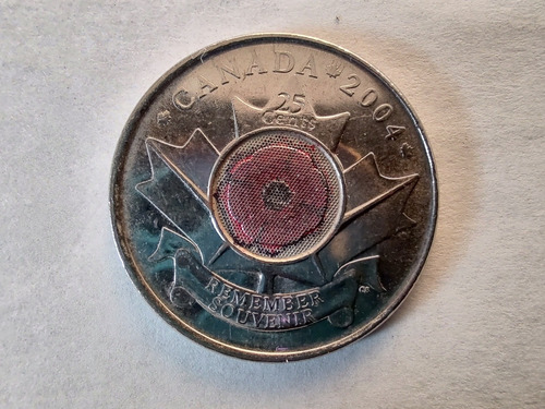 Moneda Canadá 25 Cents 2004 Día Del Recuerdo (x1576-x1577