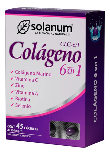 Solanum Colágeno 6 En 1 Vit.c, Zinc, Vit. A 45 Caps Sfn