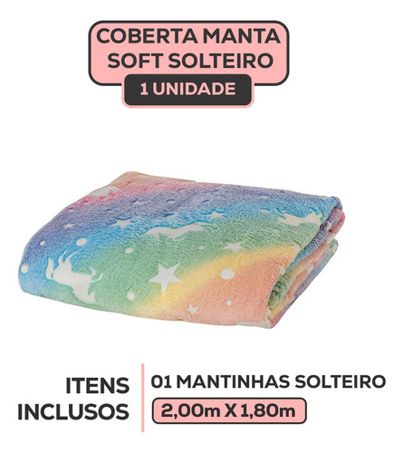 Coberta Manta Casal Brilha No Escuro Infantil Microfibra Cor Colorida
