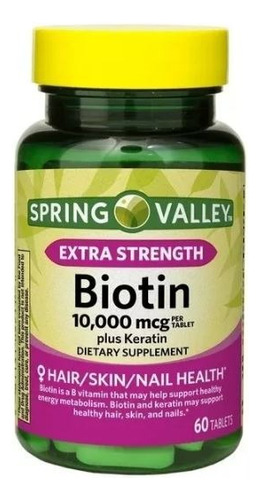Biotina Plus Keratina 10,000mcg Pelo Piel Uñas 60 Caps Extra