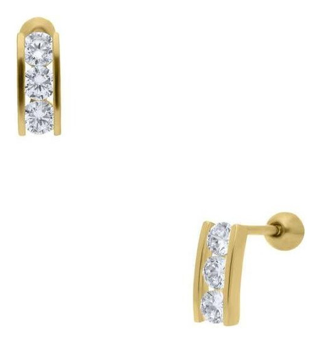 Broqueles Bizzarro De Oro Amarillo De 14k Con Zircon-fe0997y